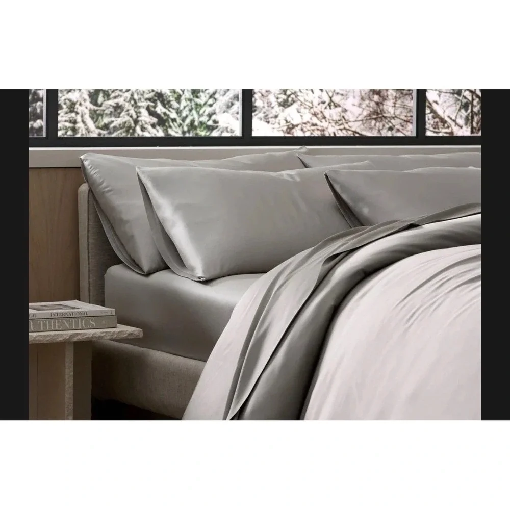 Cozy Earth 100% Premium Bamboo Viscose Pillowcase Set King Light Grey Luxury